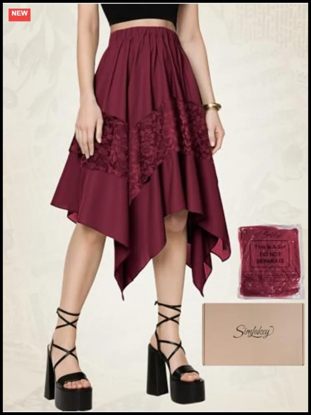 Renaissance Fairy Skirt Asymmetrical Layered Lace High Waist Flowy Y2K Gothic